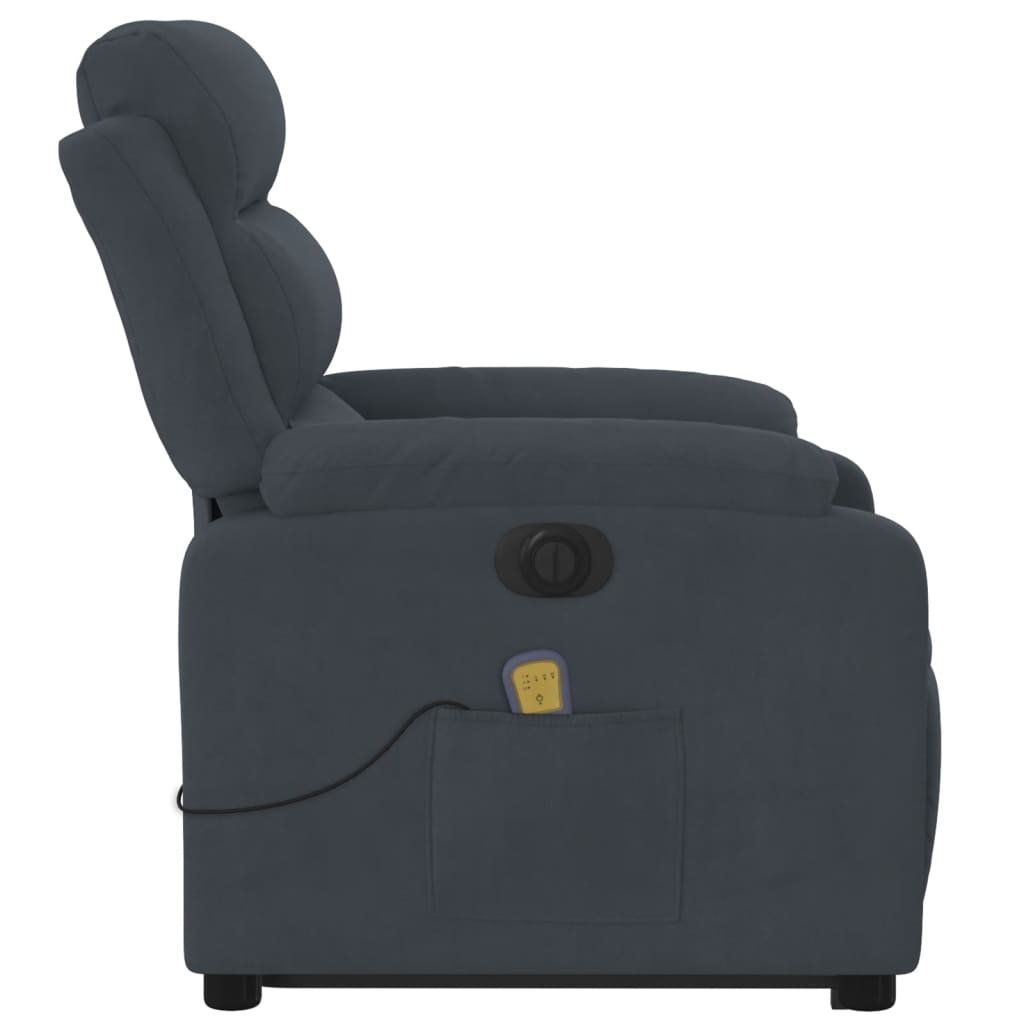 Electric reclining massage chair with lift, dark grey velvet