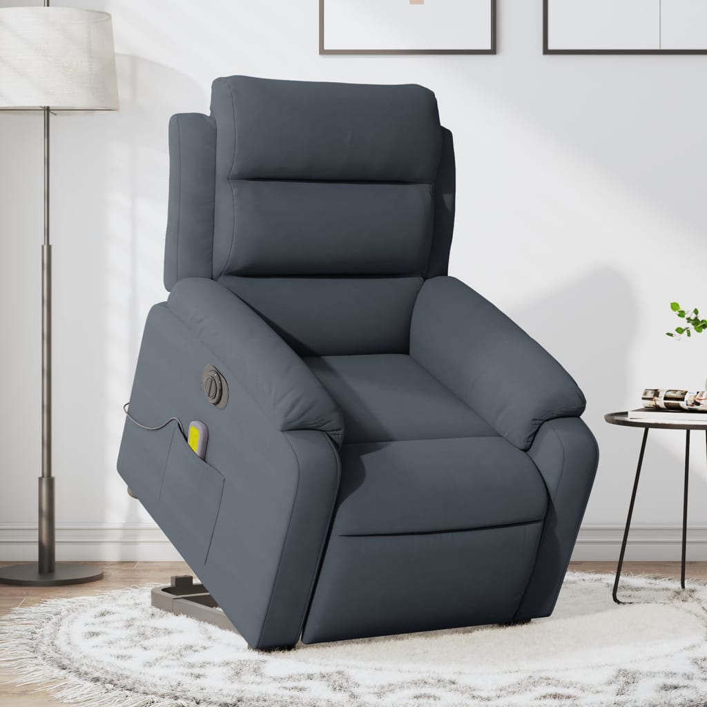 Electric reclining massage chair with lift, dark grey velvet