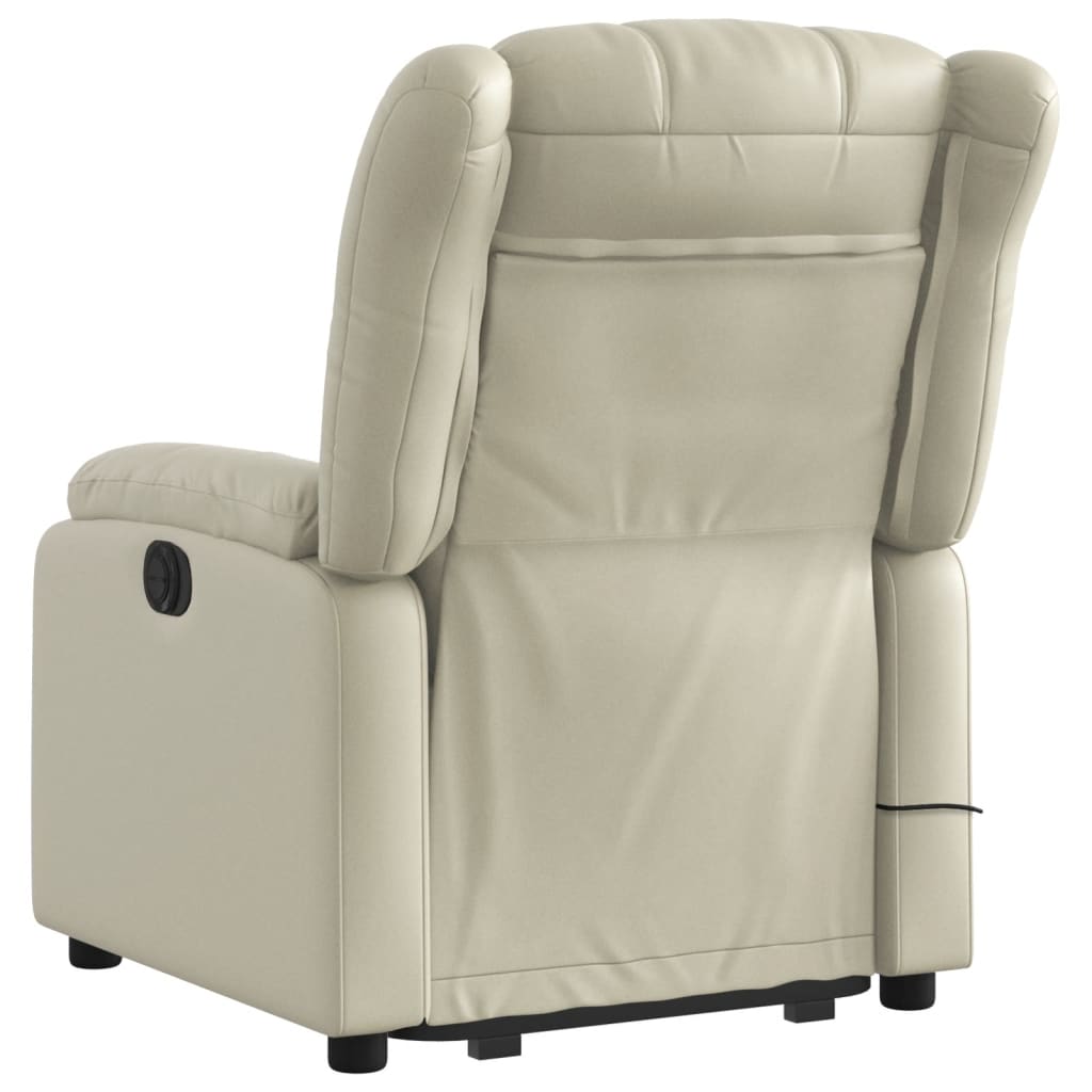 Reclining armchair with lift, cream, eco-leather