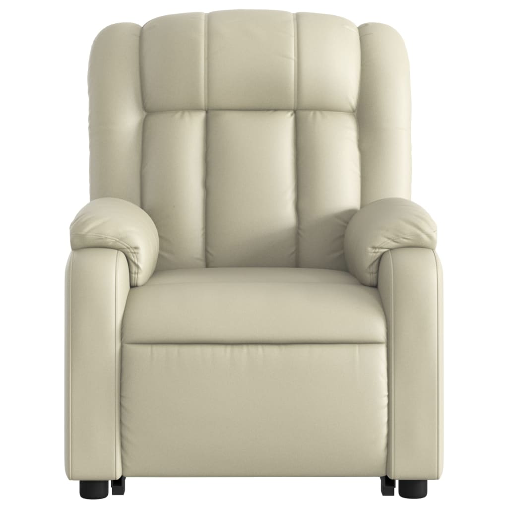 Reclining armchair with lift, cream, eco-leather