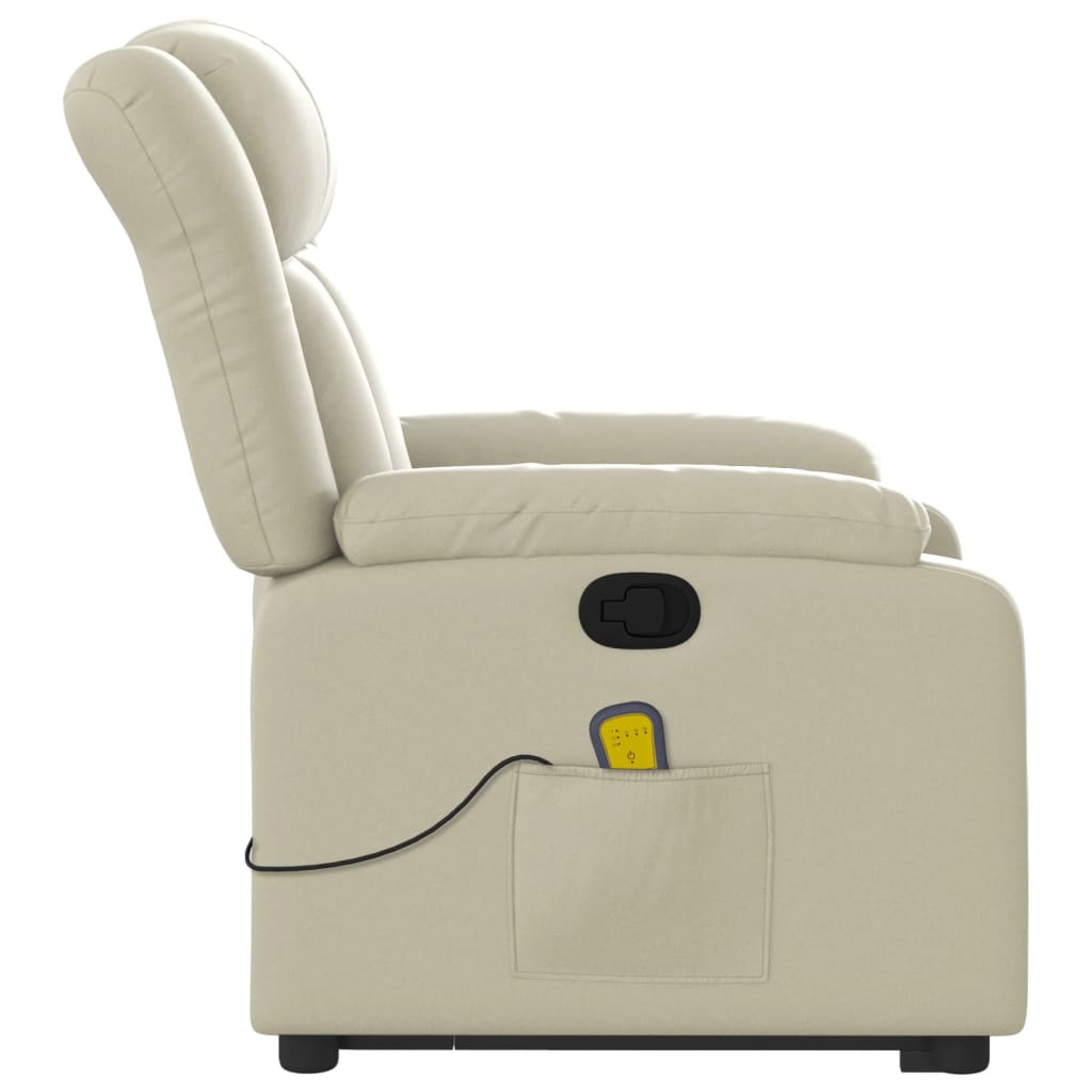 Reclining armchair with lift, cream, eco-leather