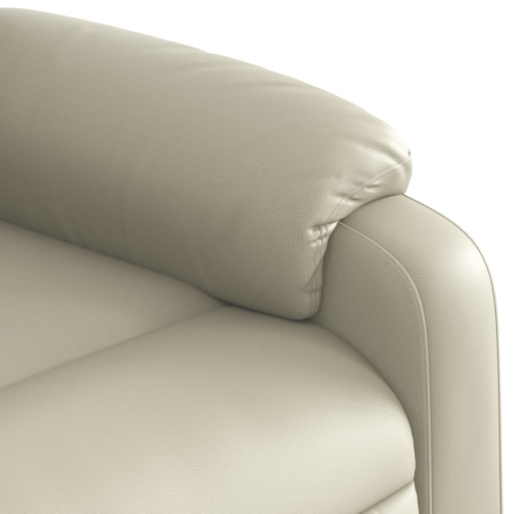 Reclining armchair with lift, cream, eco-leather