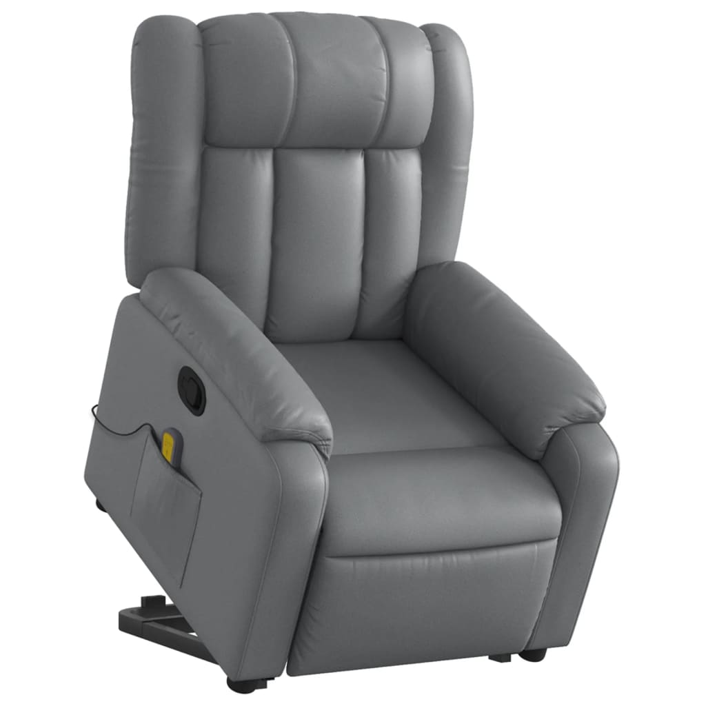 Reclining armchair with lift, gray, eco-leather