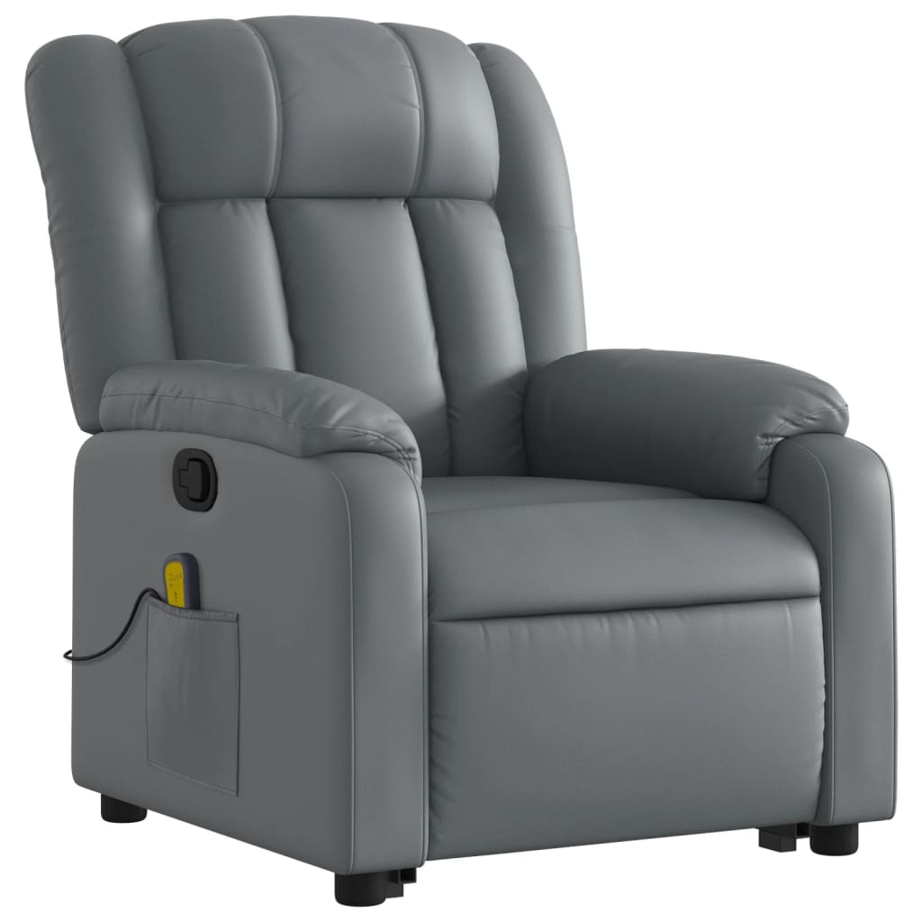 Reclining armchair with lift, gray, eco-leather