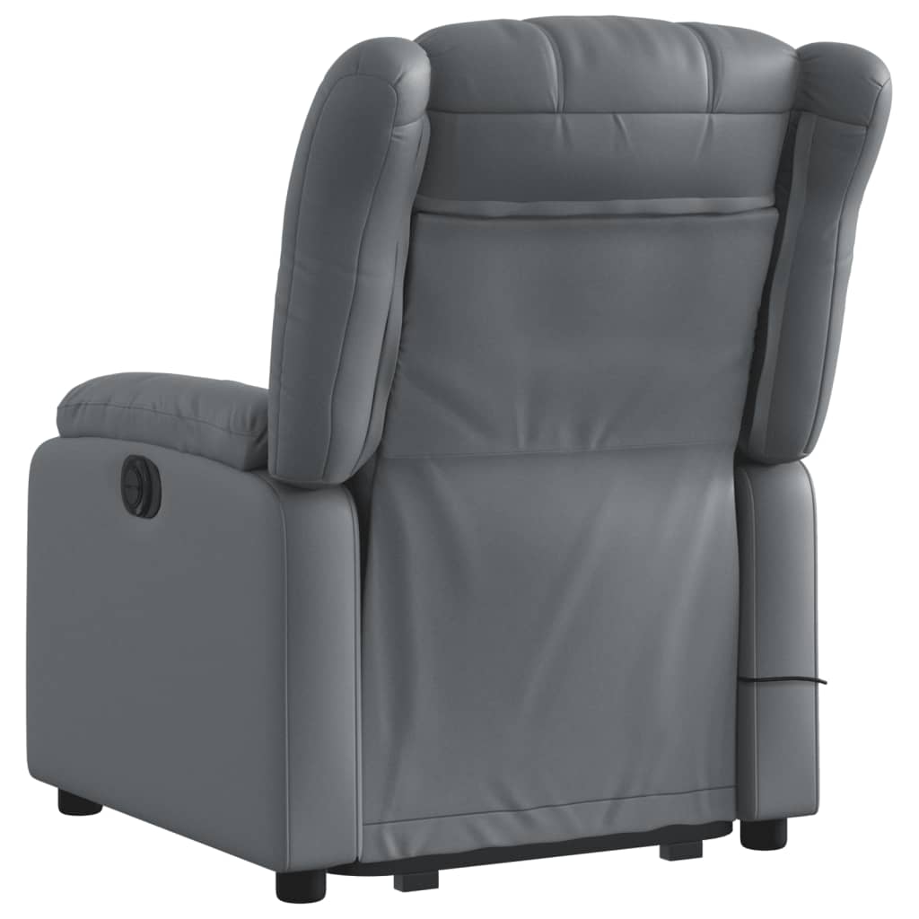 Reclining armchair with lift, gray, eco-leather