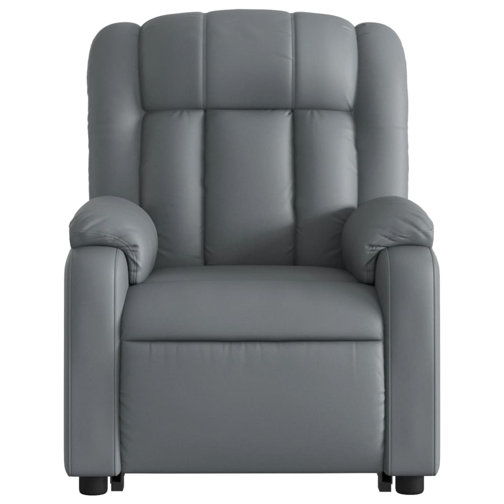 Reclining armchair with lift, gray, eco-leather