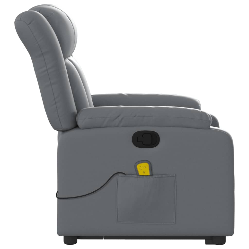 Reclining armchair with lift, gray, eco-leather