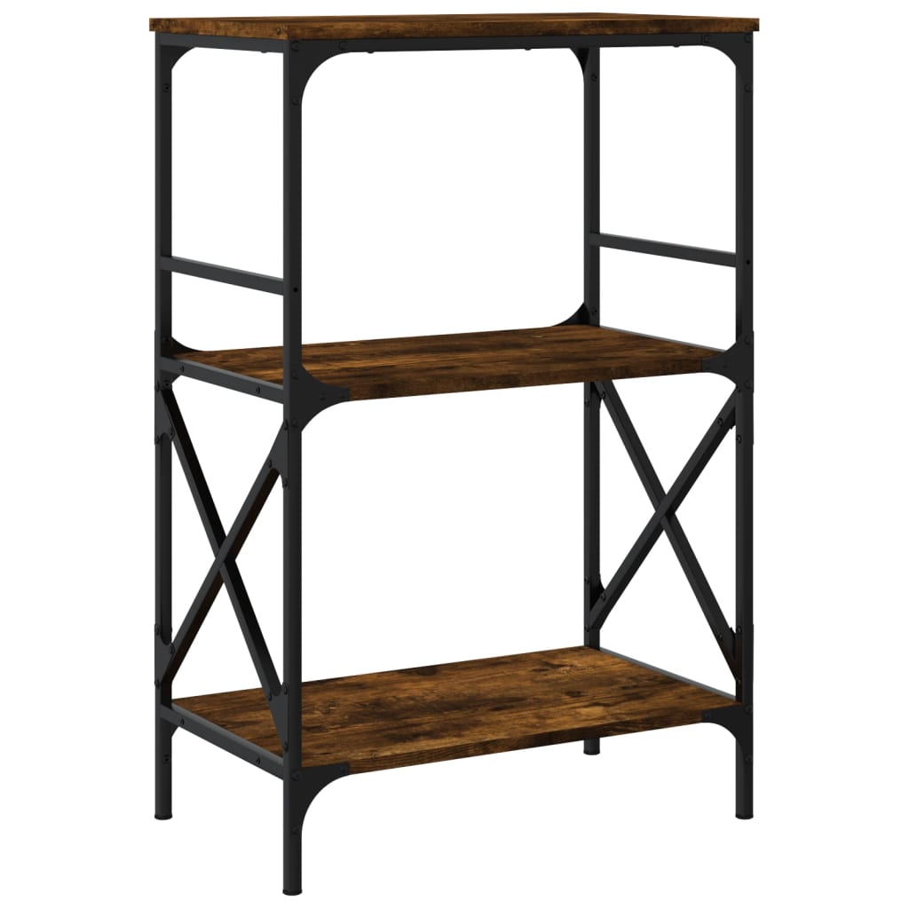 3-tier bookcase smoked oak 59x35x90.5cm processed wood