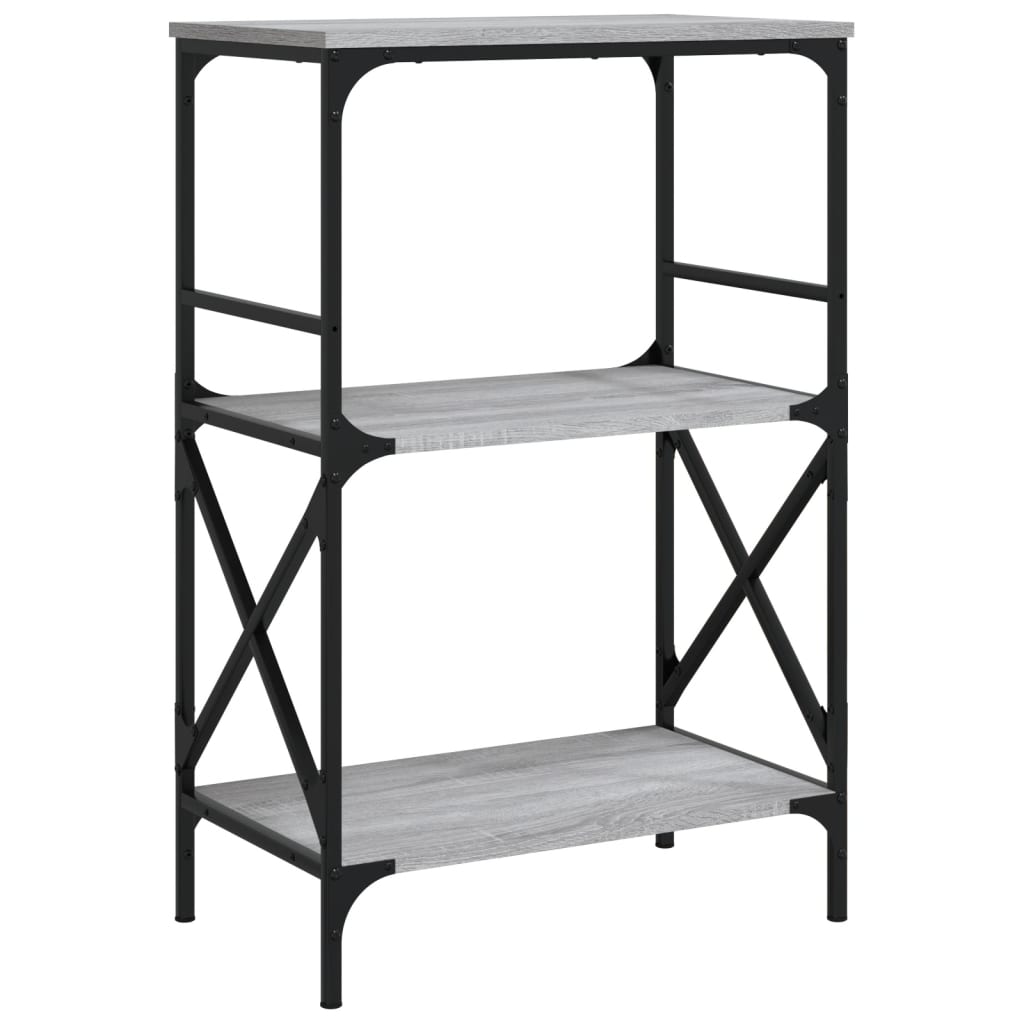 3-tier bookcase, sonoma gray, 59x35x90.5 cm, processed wood