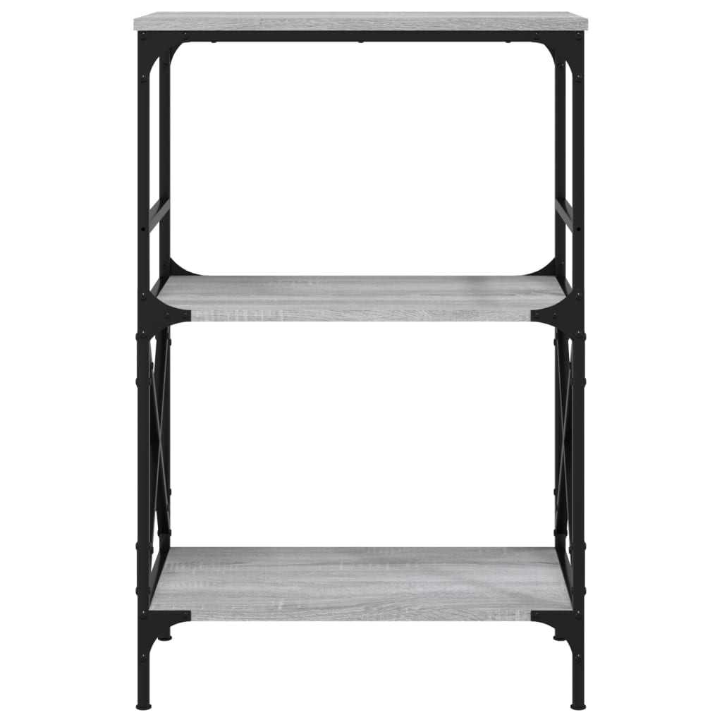 3-tier bookcase, sonoma gray, 59x35x90.5 cm, processed wood