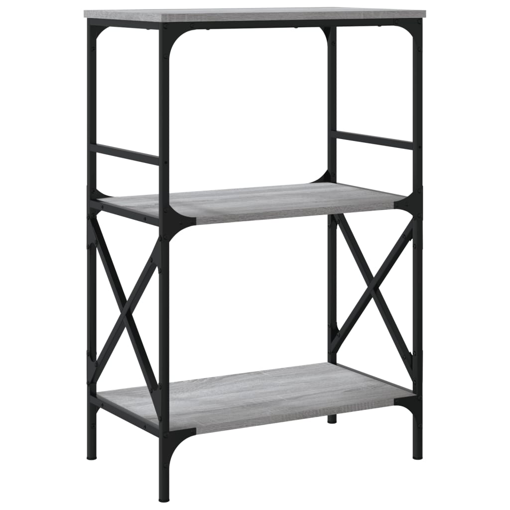 3-tier bookcase, sonoma gray, 59x35x90.5 cm, processed wood