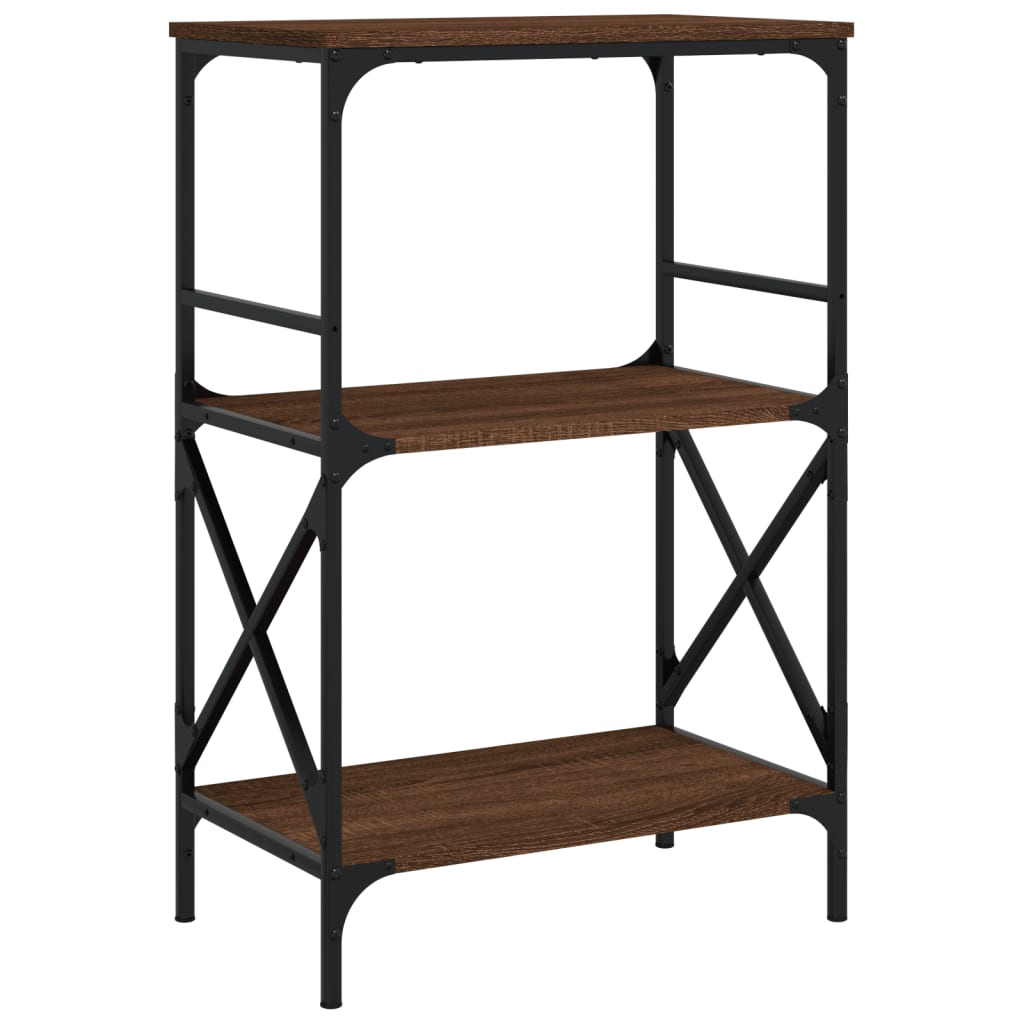 3-tier bookcase, brown oak 59x35x90.5cm, processed wood