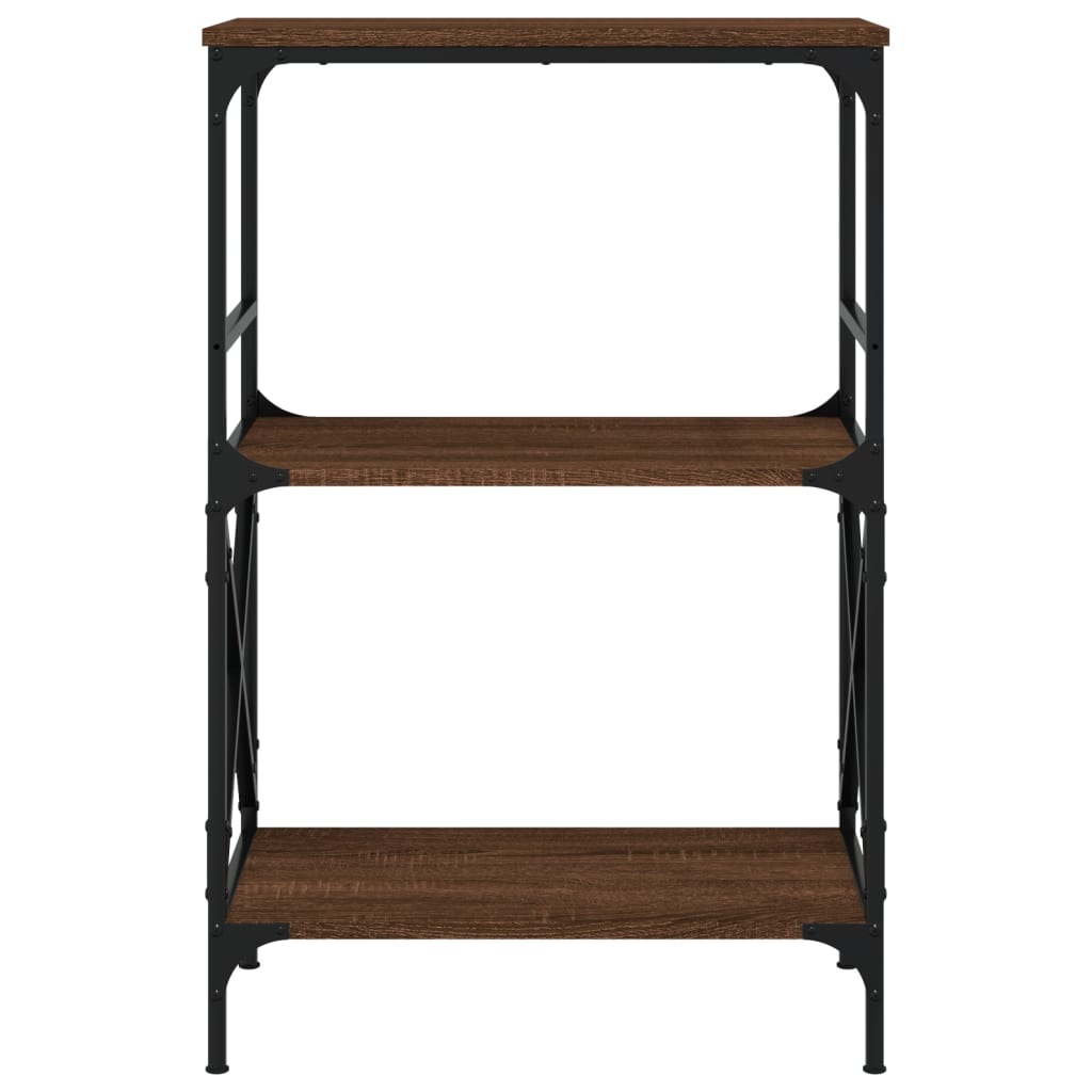 3-tier bookcase, brown oak 59x35x90.5cm, processed wood