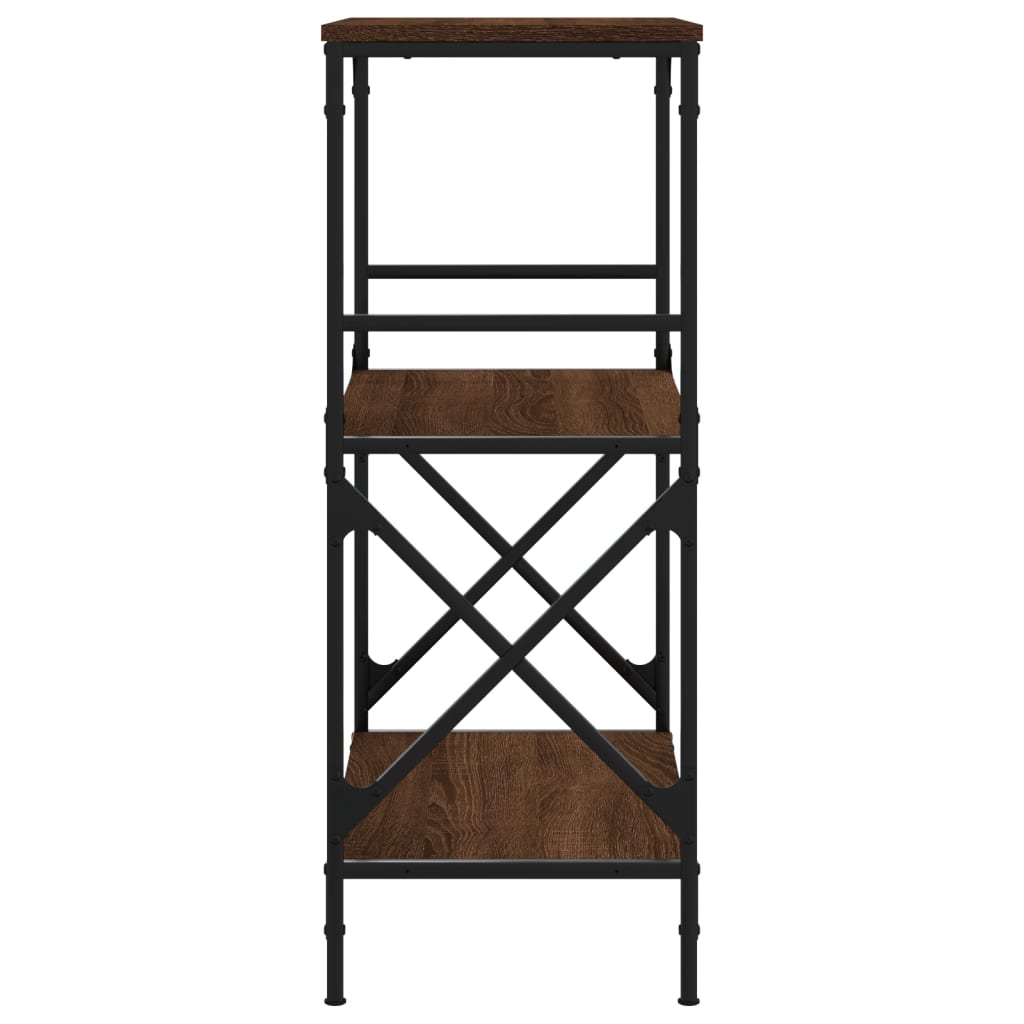 3-tier bookcase, brown oak 59x35x90.5cm, processed wood