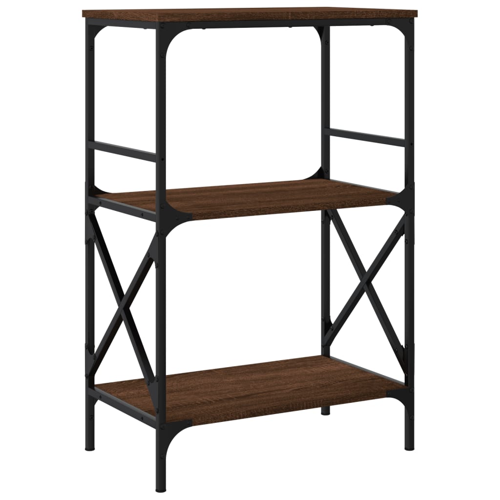 3-tier bookcase, brown oak 59x35x90.5cm, processed wood