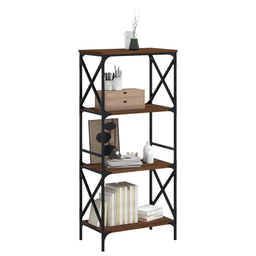 4-tier bookcase, brown oak 59x35x132 cm, processed wood