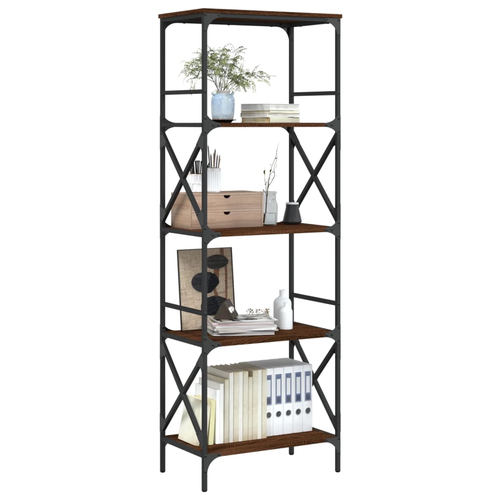 5-tier bookcase, brown oak, 59x35x171cm, processed wood