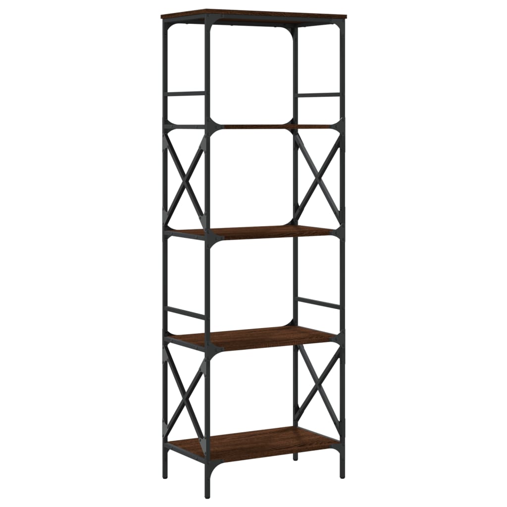 5-tier bookcase, brown oak, 59x35x171cm, processed wood