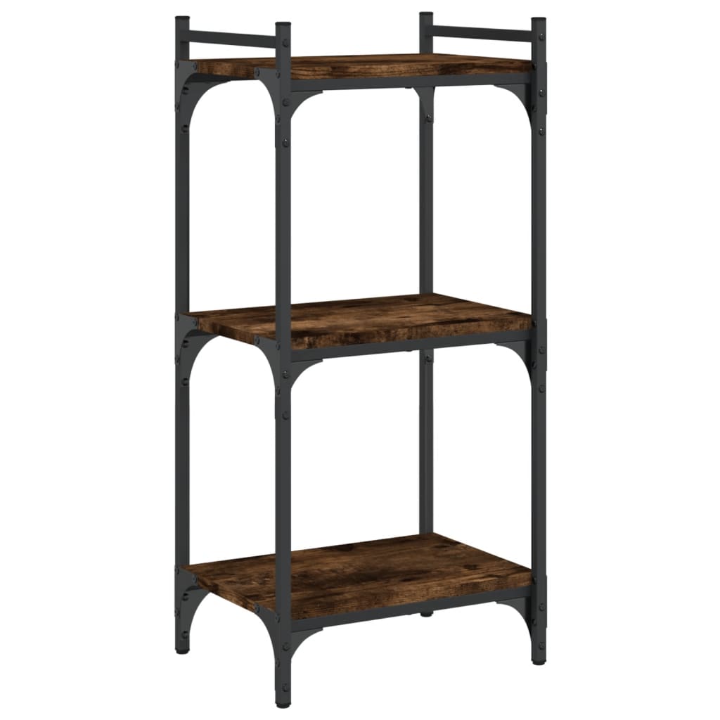 3-tier bookcase smoked oak 40x30x86 cm, processed wood