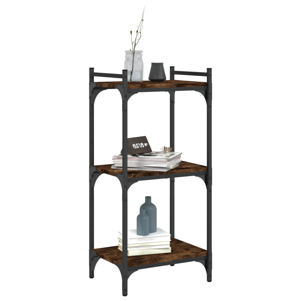 3-tier bookcase smoked oak 40x30x86 cm, processed wood