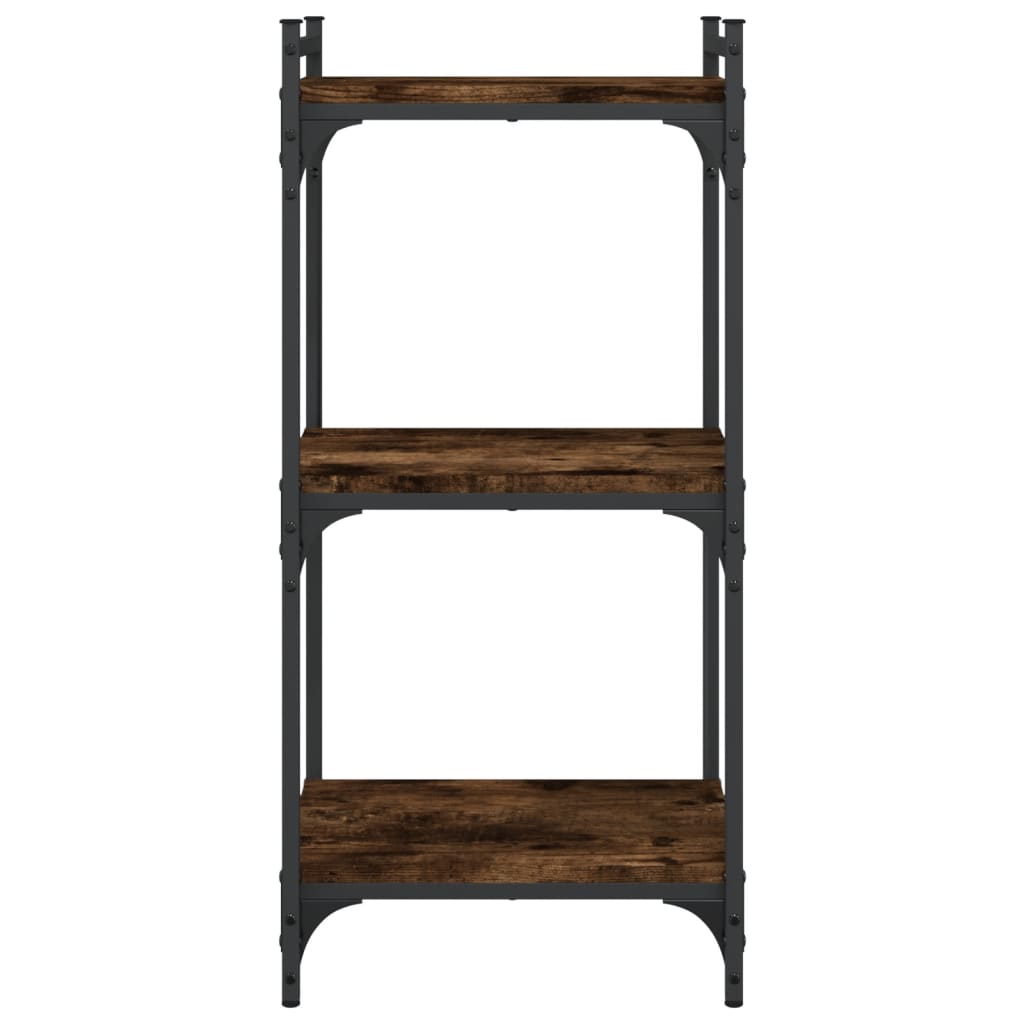 3-tier bookcase smoked oak 40x30x86 cm, processed wood