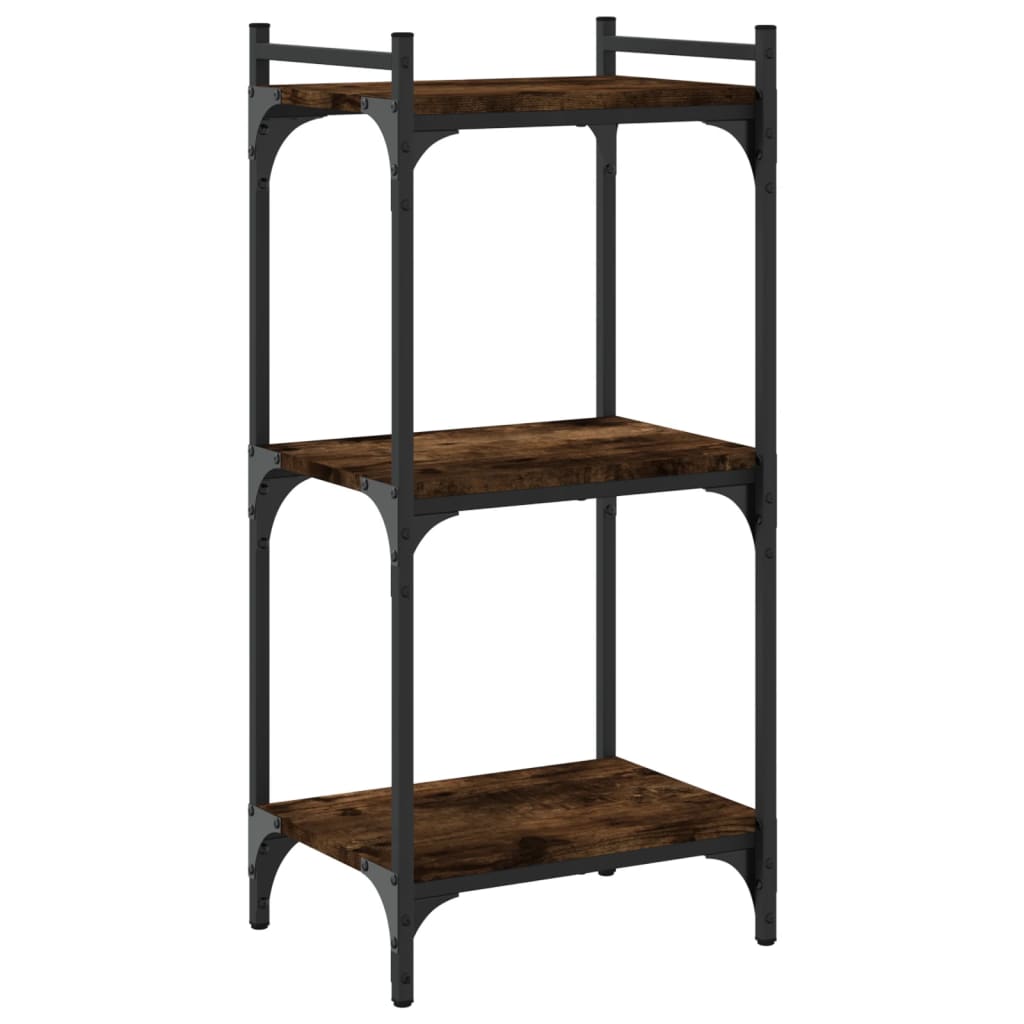 3-tier bookcase smoked oak 40x30x86 cm, processed wood