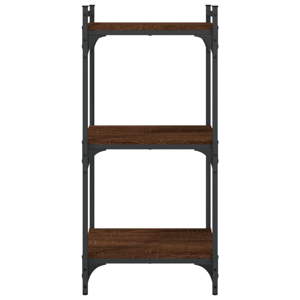 3-tier bookcase, brown oak 40x30x86 cm, processed wood