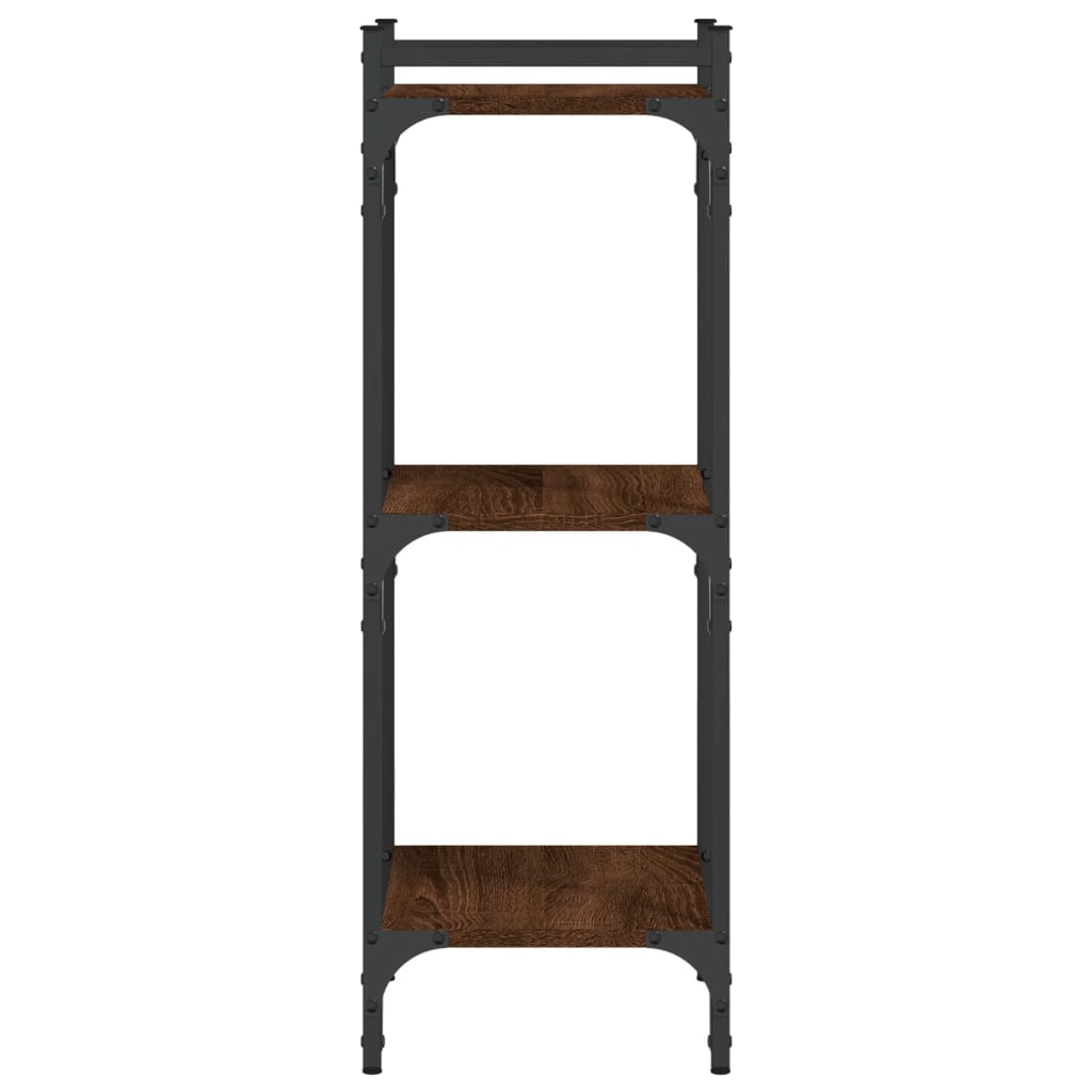 3-tier bookcase, brown oak 40x30x86 cm, processed wood