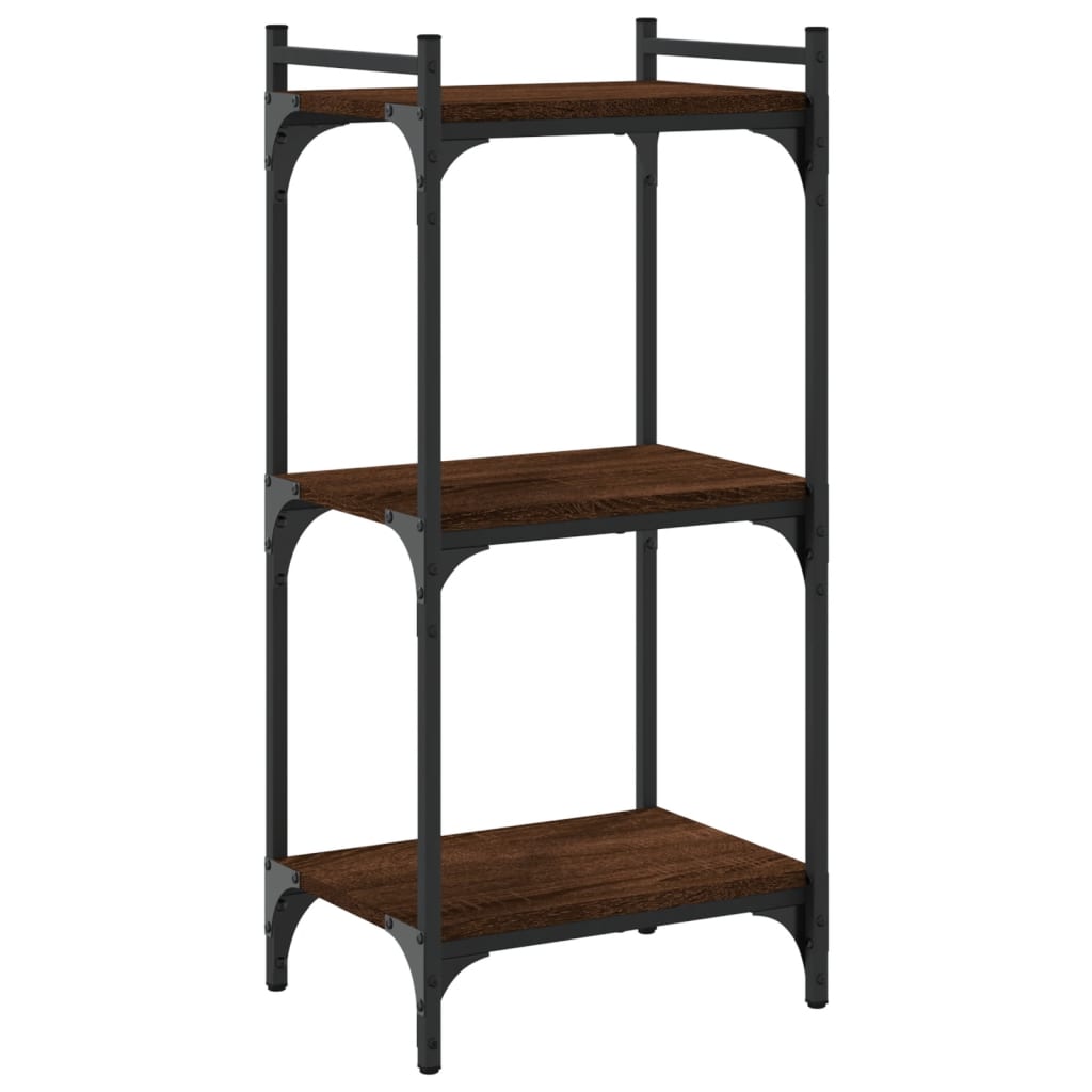 3-tier bookcase, brown oak 40x30x86 cm, processed wood