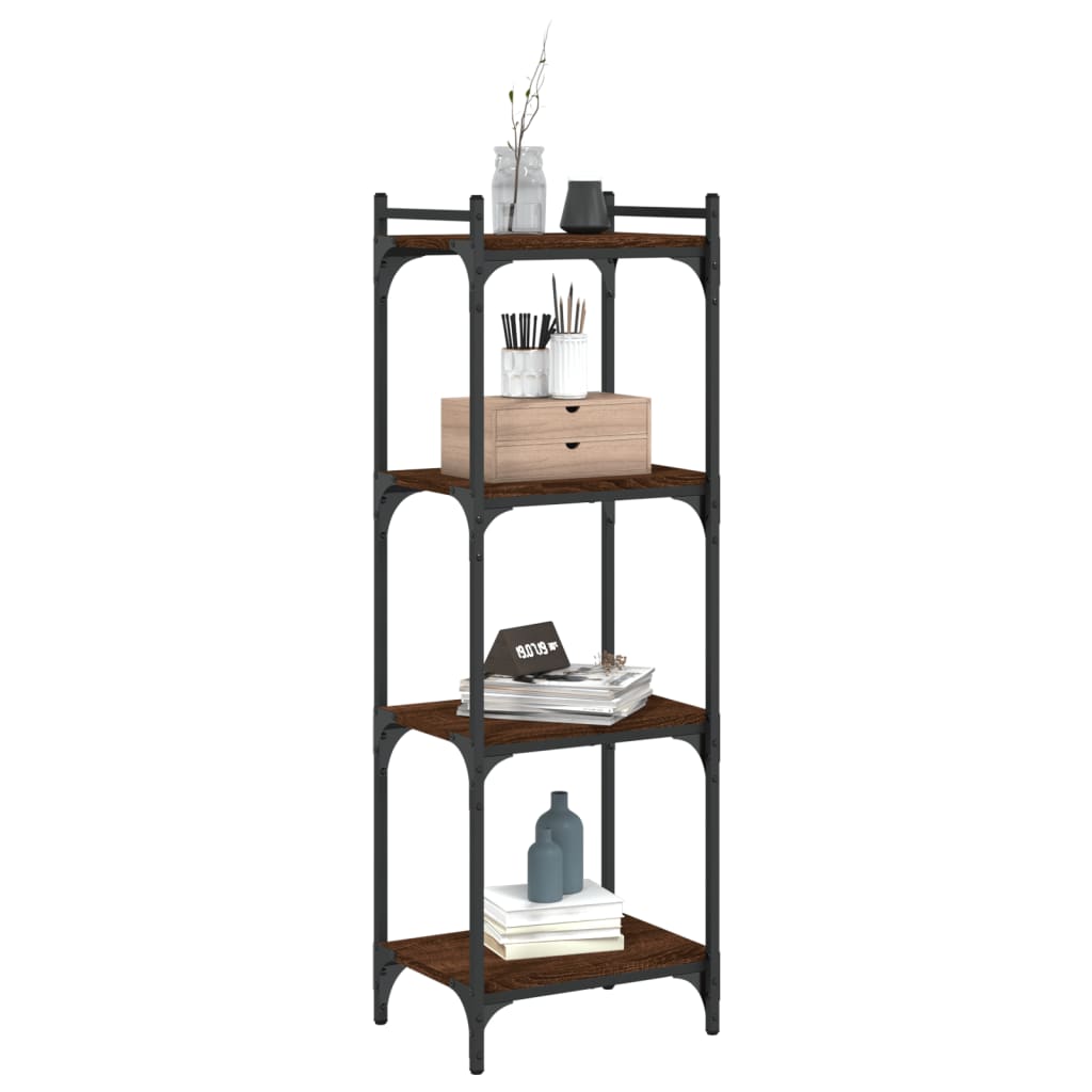 4-tier bookcase, brown oak 40x30x120 cm, processed wood