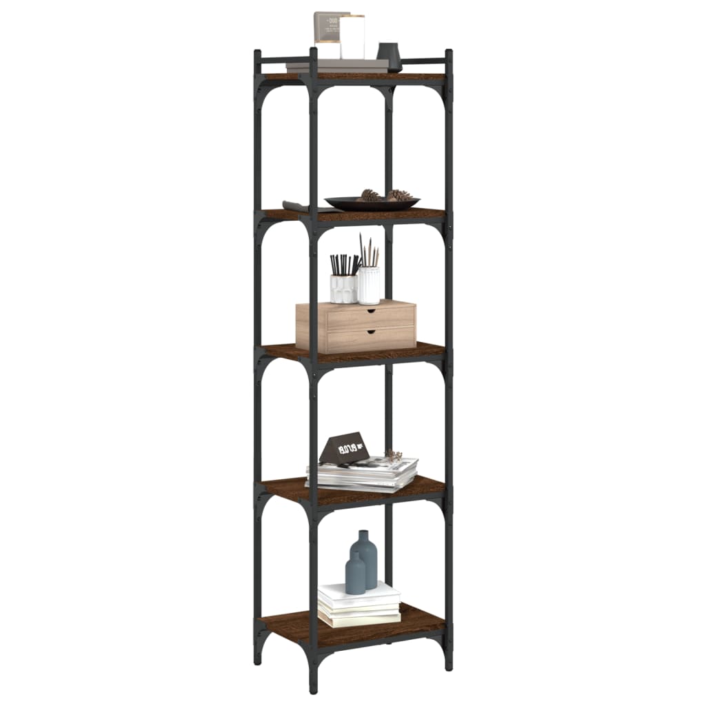 5-tier bookcase, brown oak 40x30x154 cm, processed wood