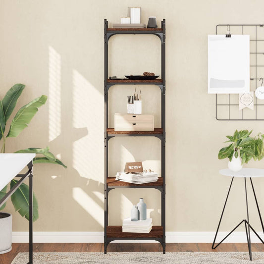 5-tier bookcase, brown oak 40x30x154 cm, processed wood