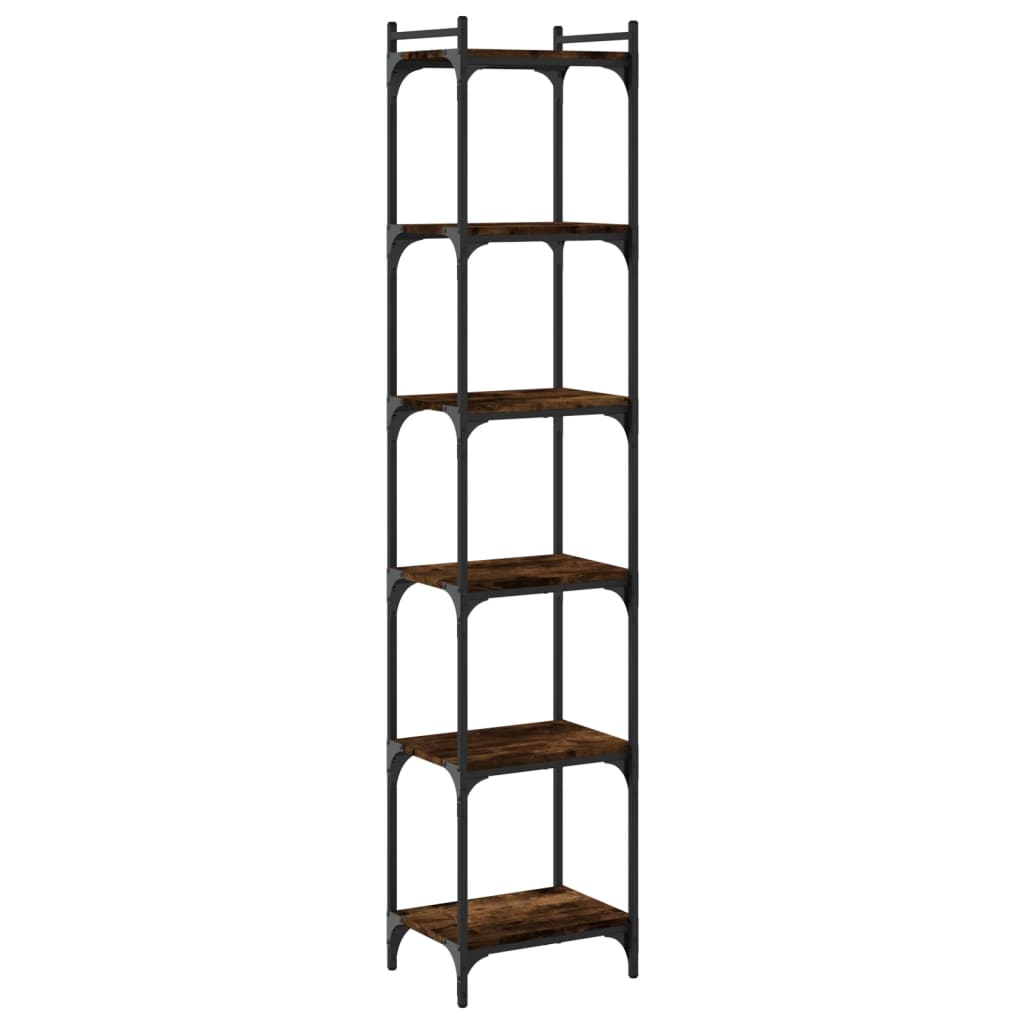 6-tier bookcase, brown oak 40x30x188 cm, processed wood