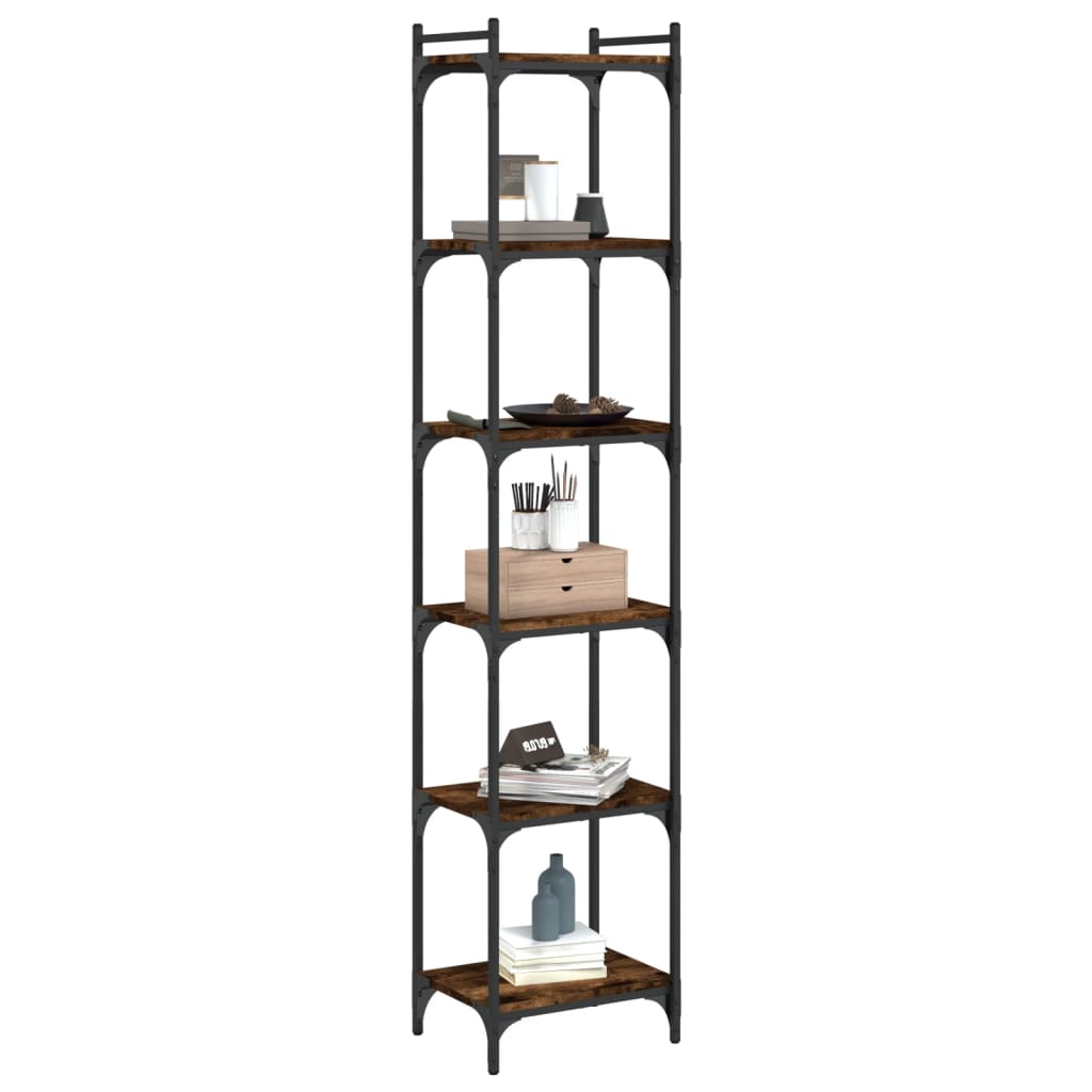 6-tier bookcase, brown oak 40x30x188 cm, processed wood