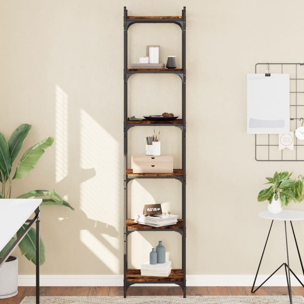 6-tier bookcase, brown oak 40x30x188 cm, processed wood