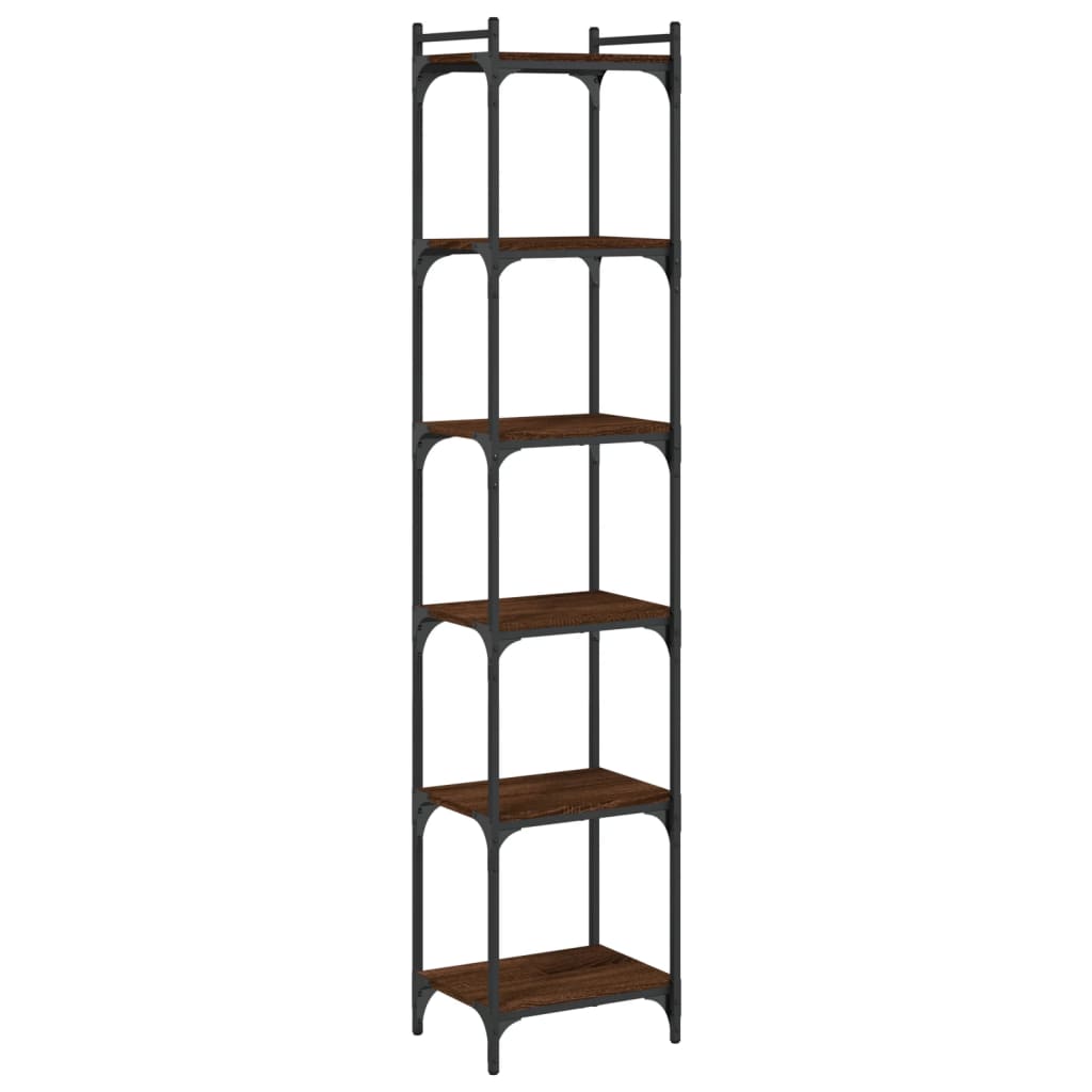 6-tier bookcase, brown oak 40x30x188 cm, processed wood