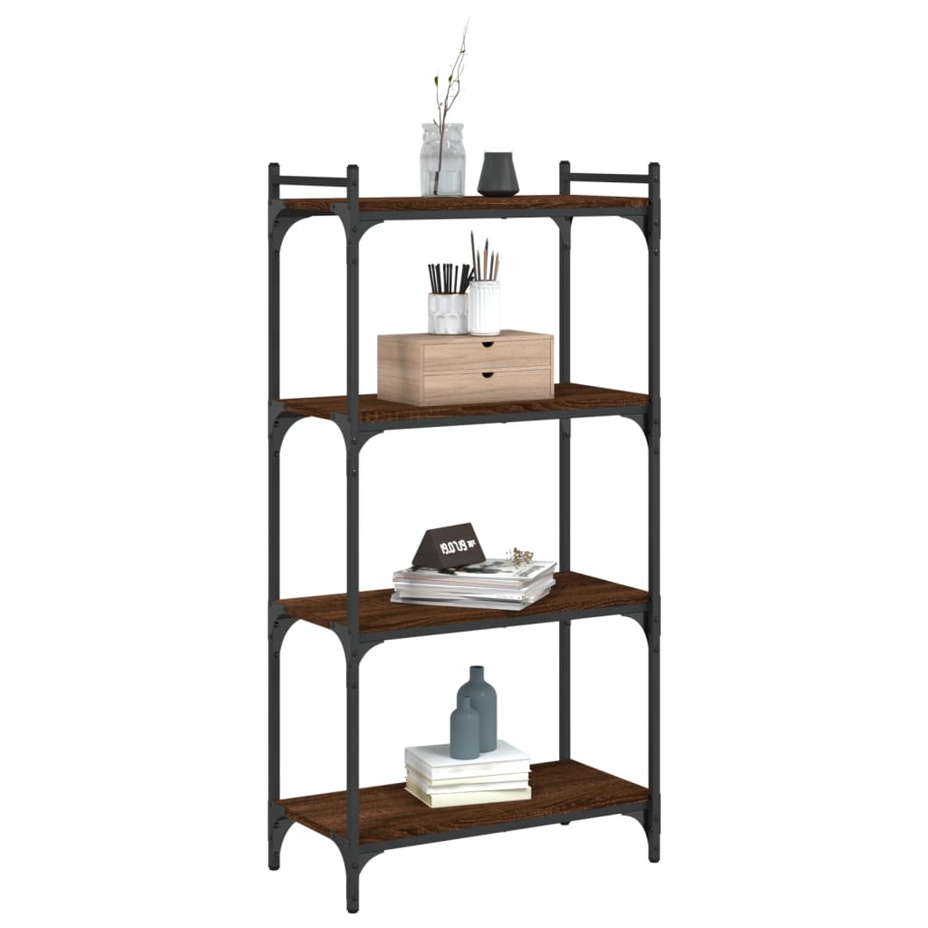 4-tier bookcase, brown oak 60x30x120 cm, processed wood