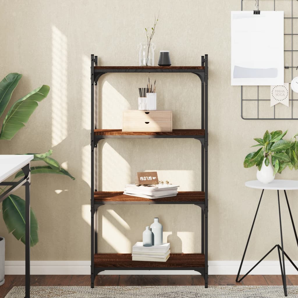 4-tier bookcase, brown oak 60x30x120 cm, processed wood