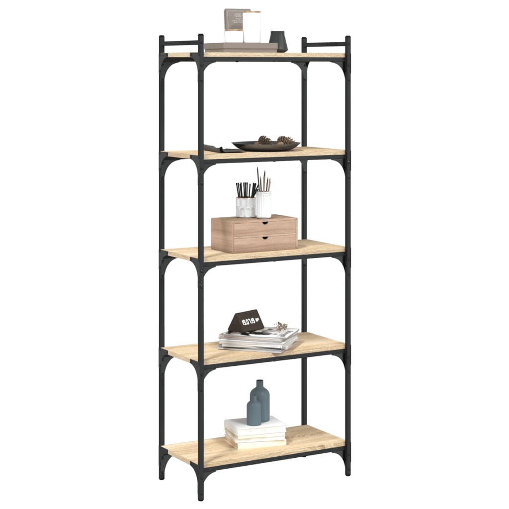 5-tier bookcase sonoma oak 60x30x154 cm processed wood