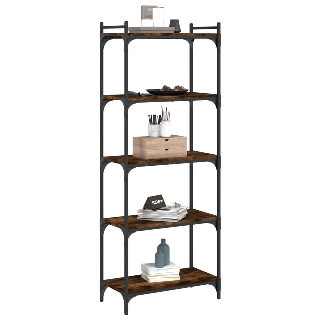 5-tier bookcase smoked oak 60x30x154 cm processed wood