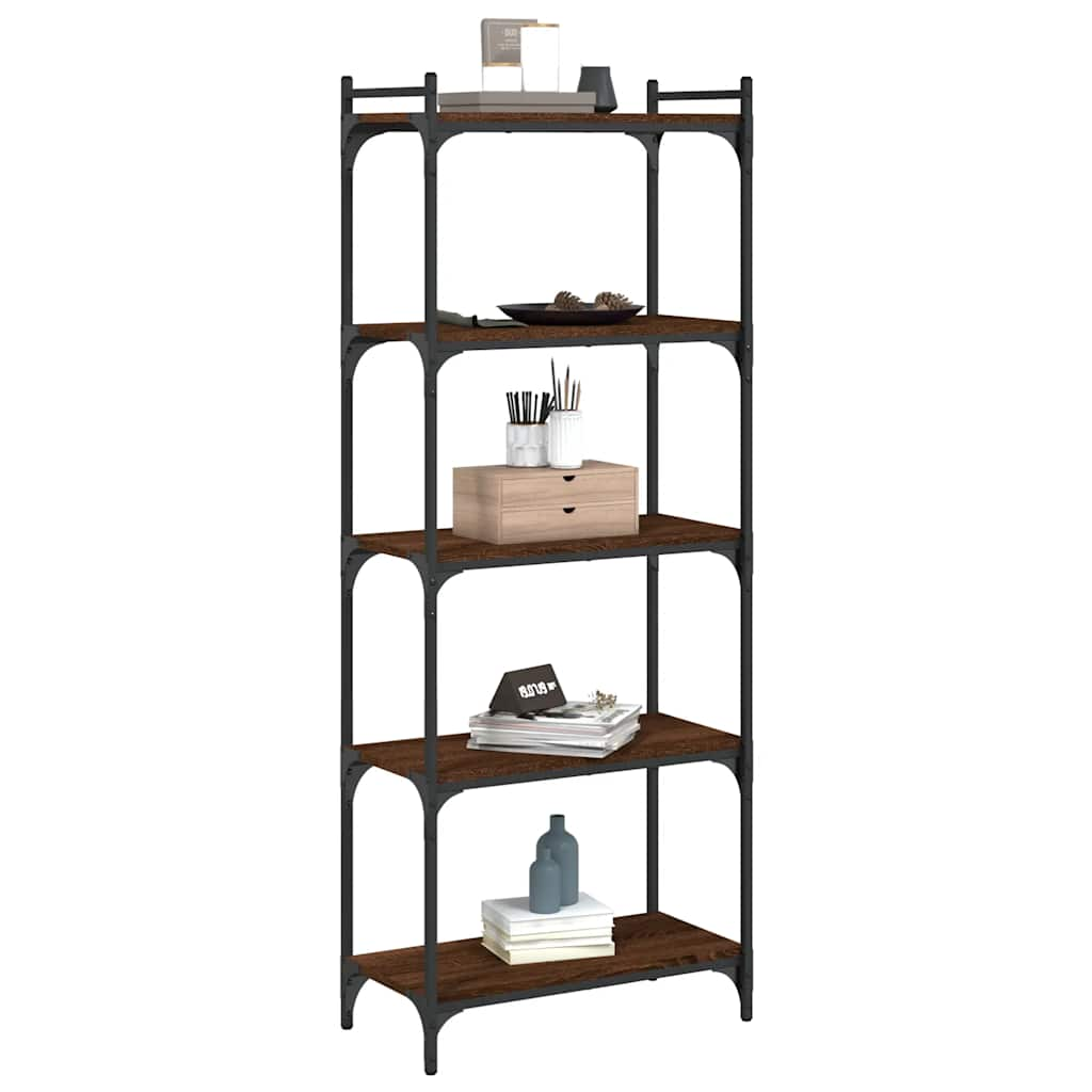 5-tier bookcase, brown oak 60x30x154 cm, processed wood