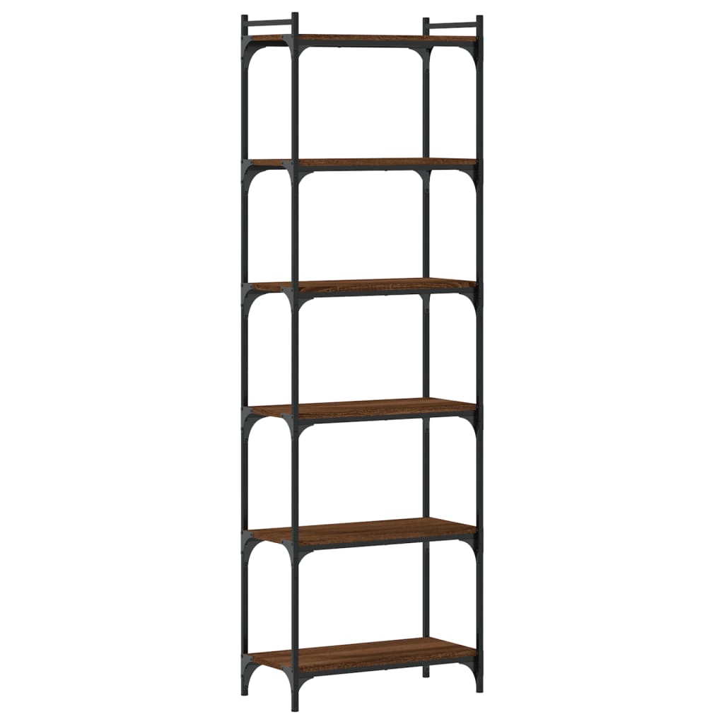 6-tier bookcase, brown oak 60x30x188 cm, processed wood