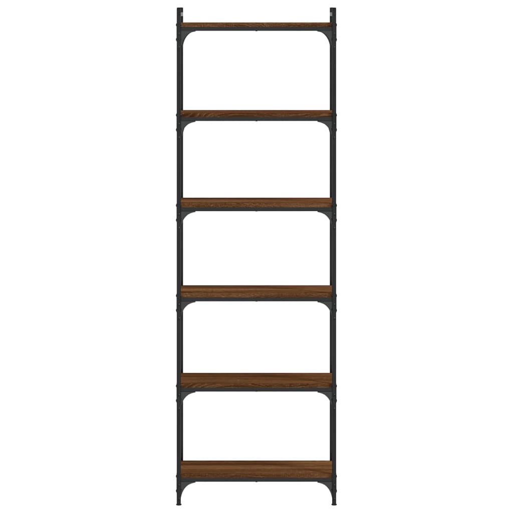 6-tier bookcase, brown oak 60x30x188 cm, processed wood