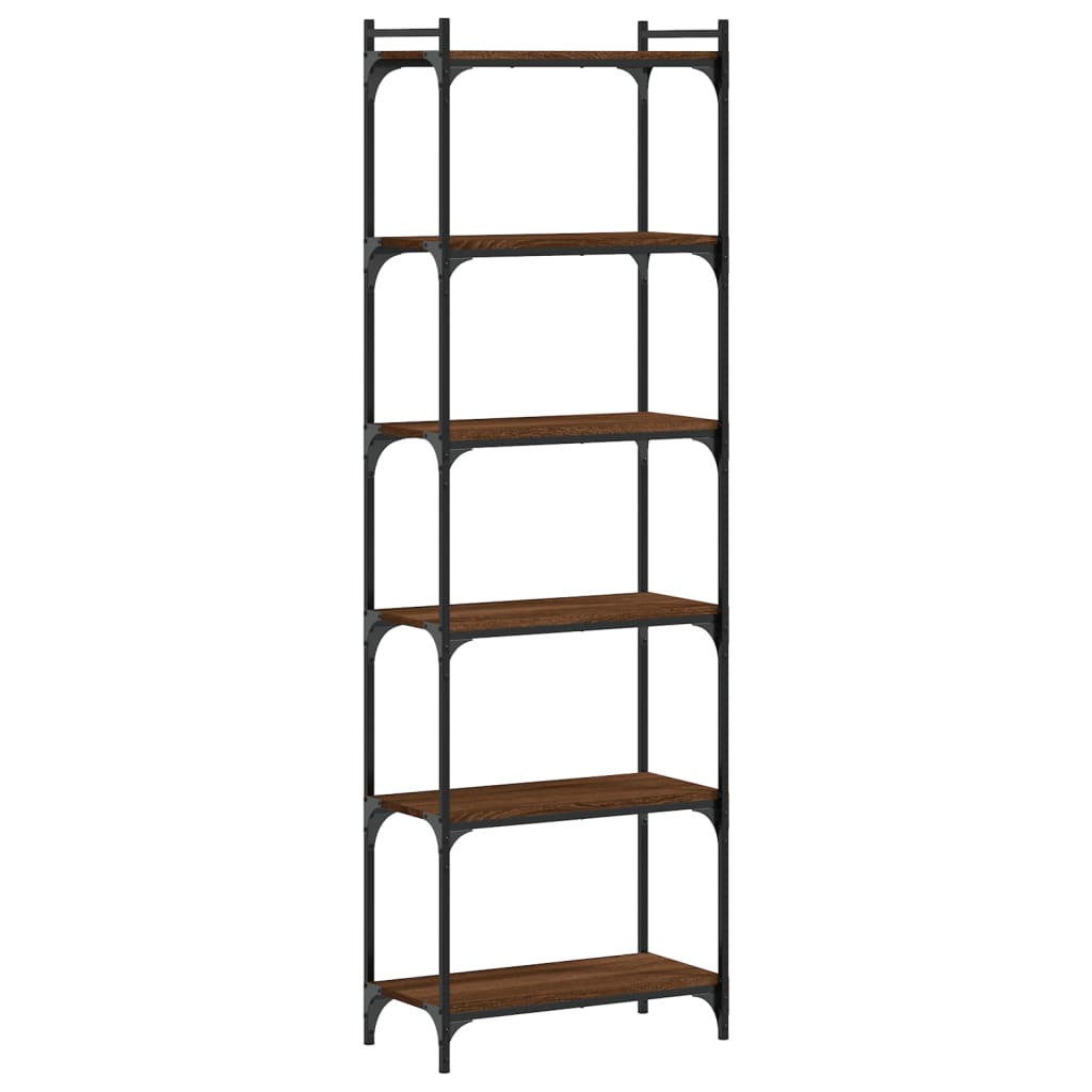 6-tier bookcase, brown oak 60x30x188 cm, processed wood