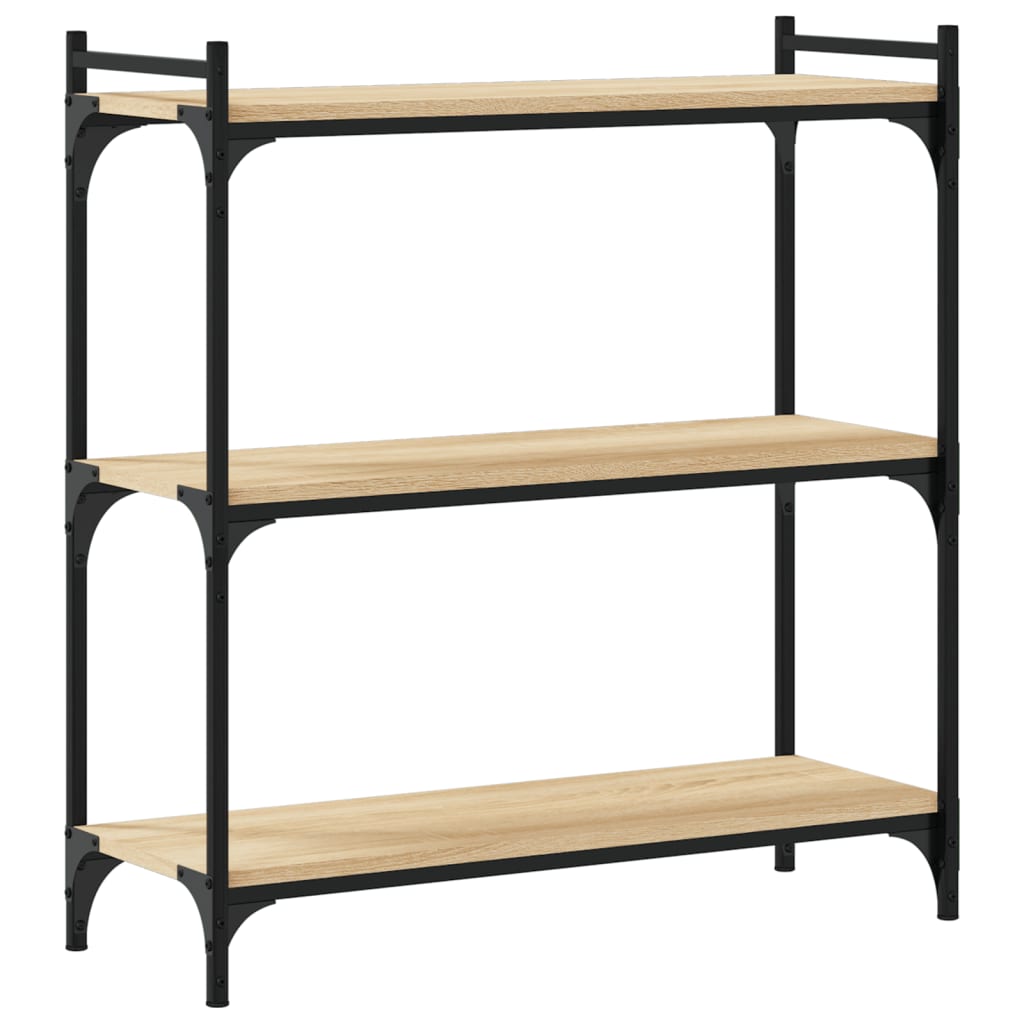 3-tier bookcase, sonoma oak, 80x30x86 cm, processed wood