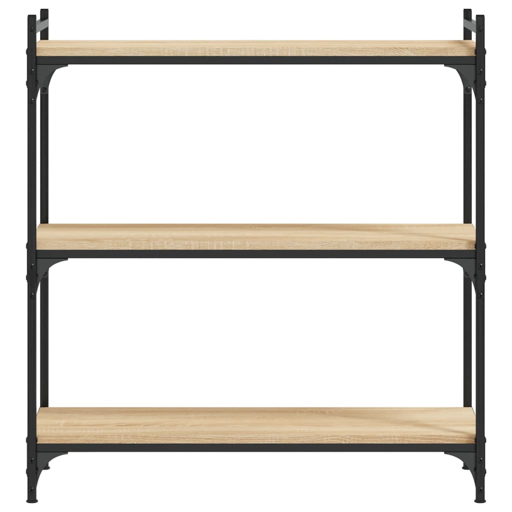 3-tier bookcase, sonoma oak, 80x30x86 cm, processed wood