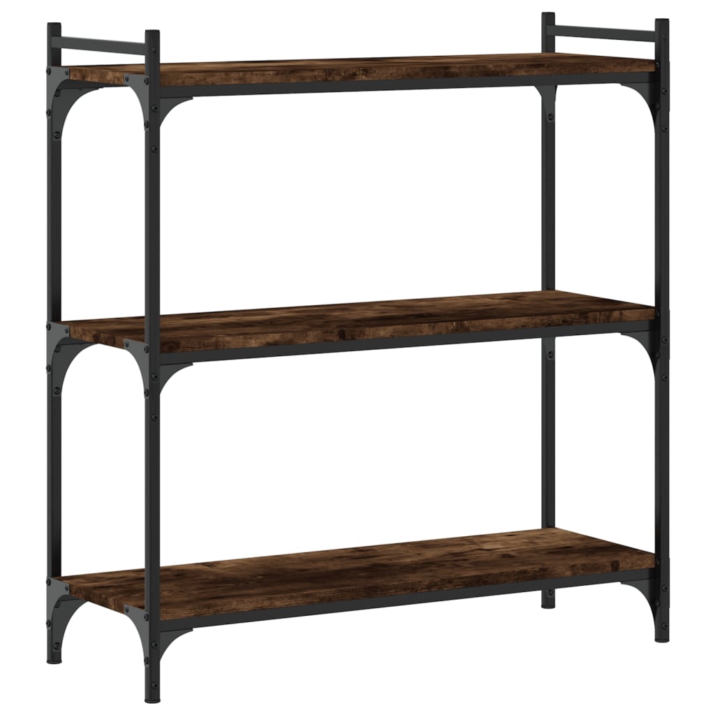 3-tier bookcase smoked oak 80x30x86 cm, processed wood