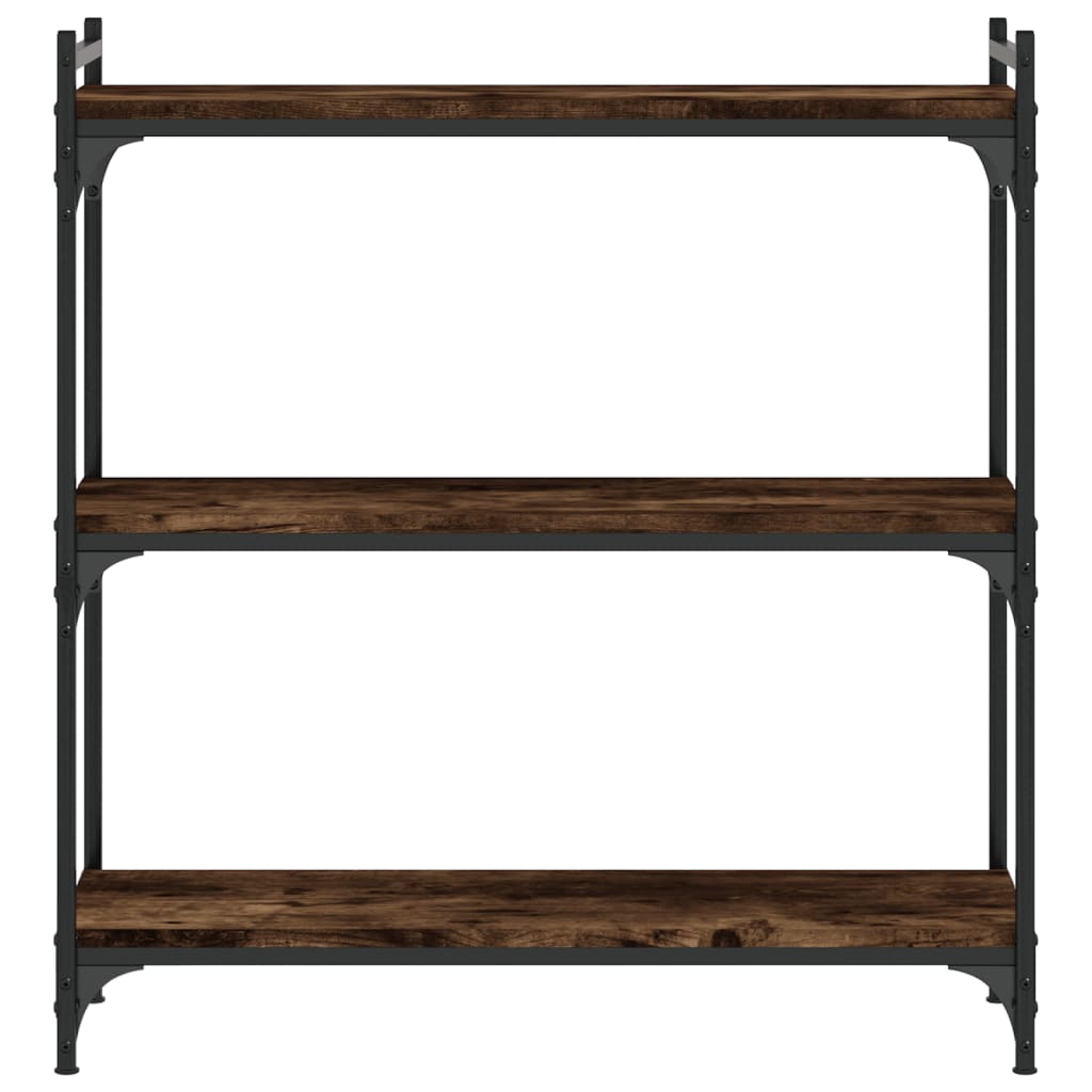 3-tier bookcase smoked oak 80x30x86 cm, processed wood