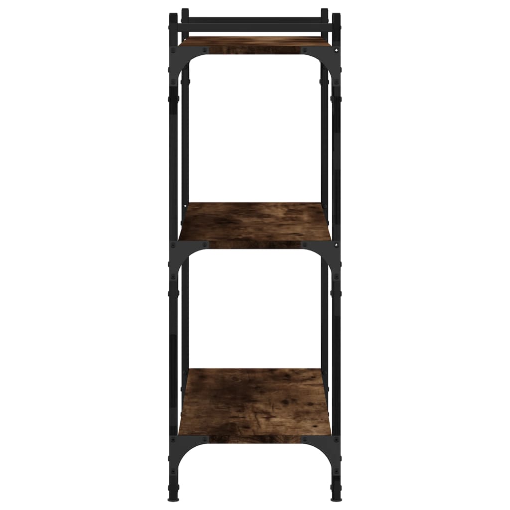 3-tier bookcase smoked oak 80x30x86 cm, processed wood