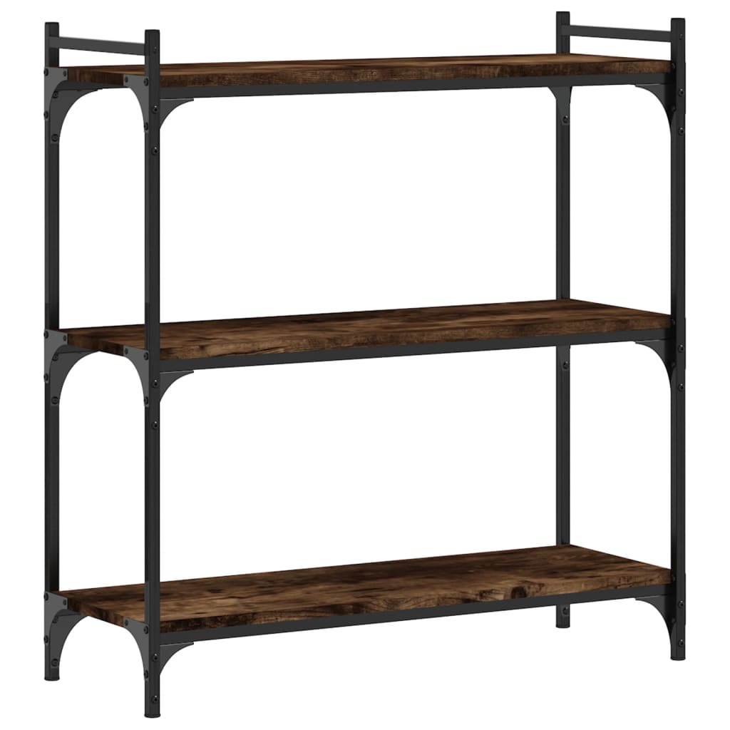 3-tier bookcase smoked oak 80x30x86 cm, processed wood